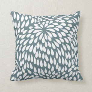 Coussin Fleur moderne de Paisley dans le gris bleu et le