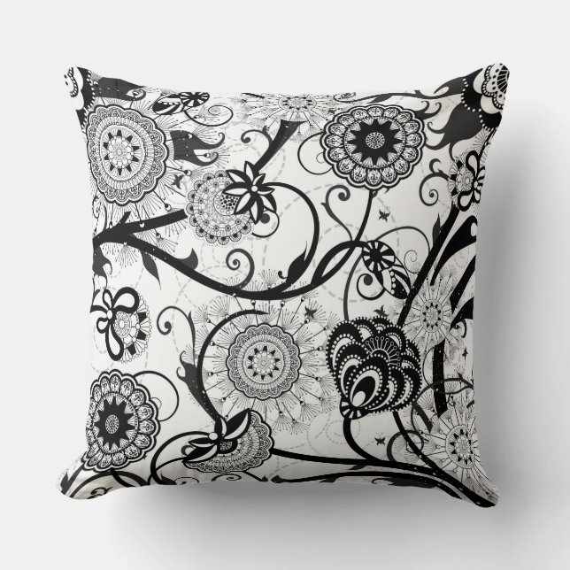 Coussin Fleur Moderne Monochrome (Recto)