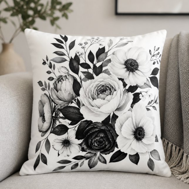 Coussin Fleur monochrome (Créateur téléchargé)