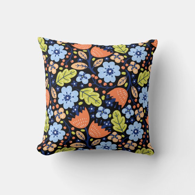 Coussin Fleur motif coloré brillant (Recto)