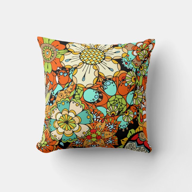 Coussin Fleur motif coloré mignon et brillant (Recto)
