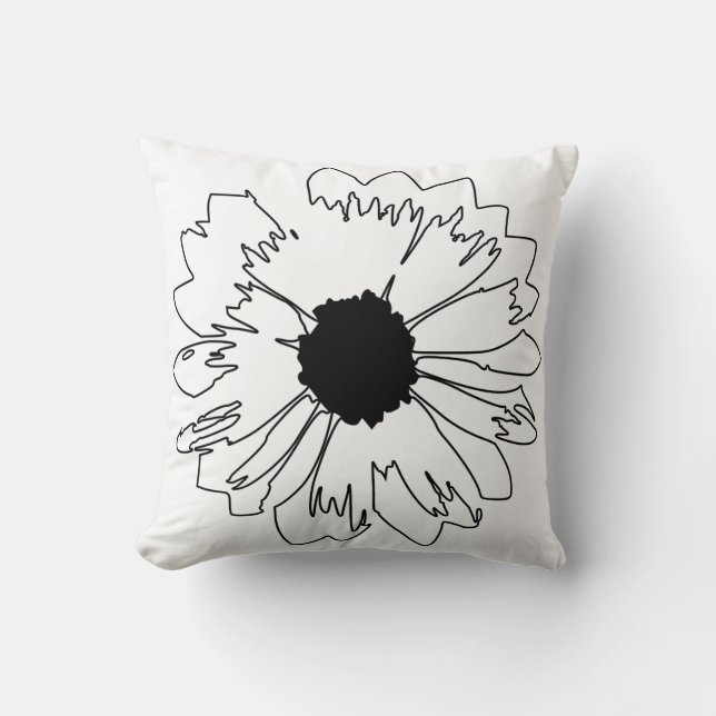 Coussin Fleur noir et blanc (Recto)