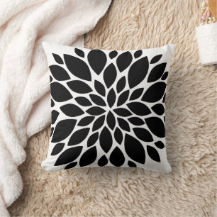 Coussin Fleur noire et blanche