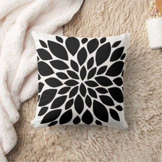 Coussin Fleur noire et blanche