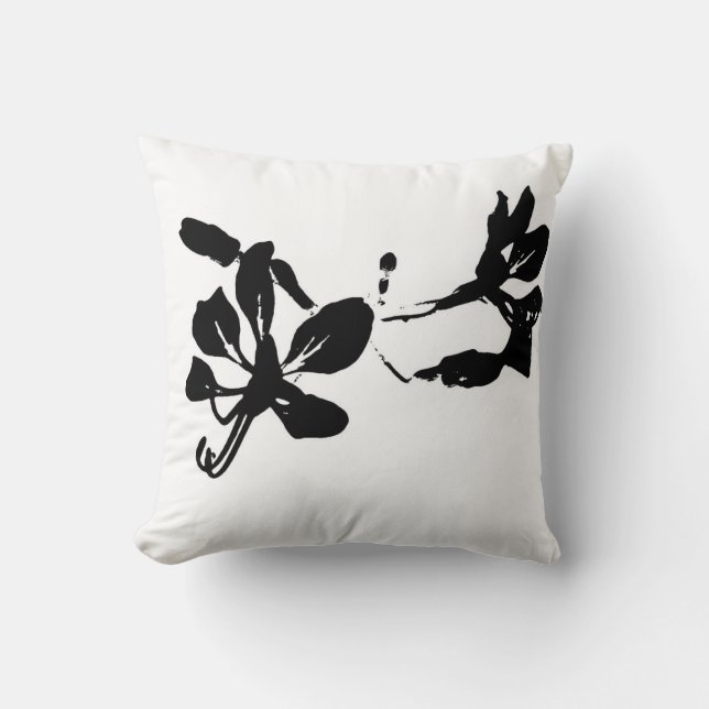 Coussin Fleur, noire et blanche (Recto)