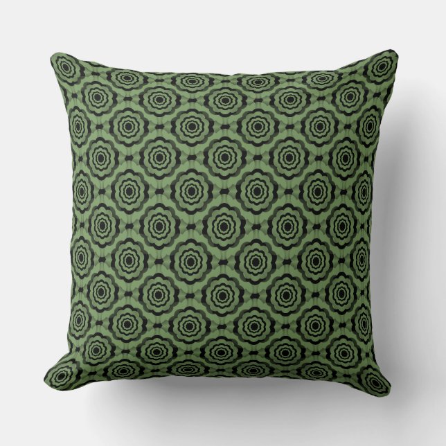 Coussin Fleur noire verte Motif sans couture (Recto)