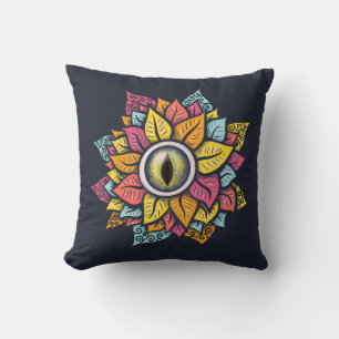 Coussin Fleur oeil Éffrayant psychédélique colorée