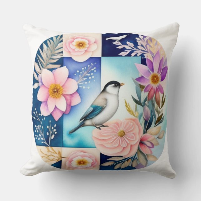 Coussin Fleur & Oiseau  (Recto)