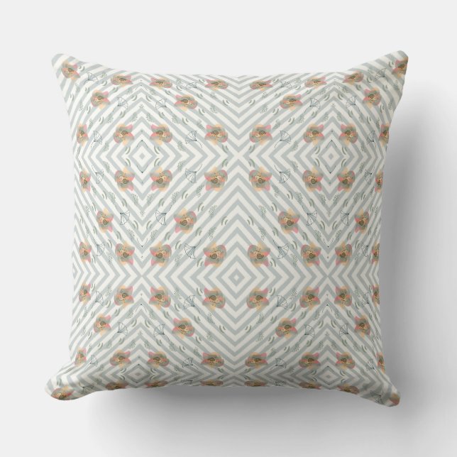 Coussin Fleur orange avec des rayures (Recto)