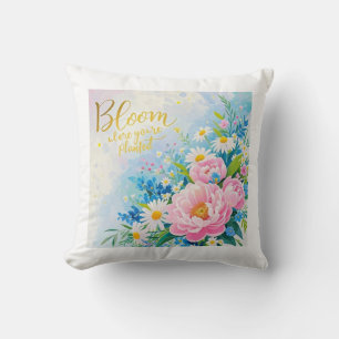Coussin Fleur où vous êtes planté Aquarelles vibrantes
