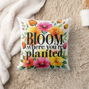Coussin Fleur où vous êtes planté - Motiva florale vibrant