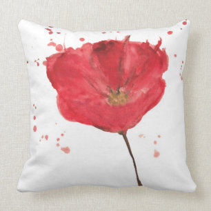 Coussin Fleur peinte 2 de pavot d'aquarelle