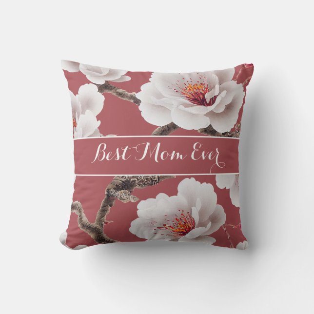 Coussin Fleur personnalisée MEILLEUR MOM JAMAIS Fête des m (Recto)