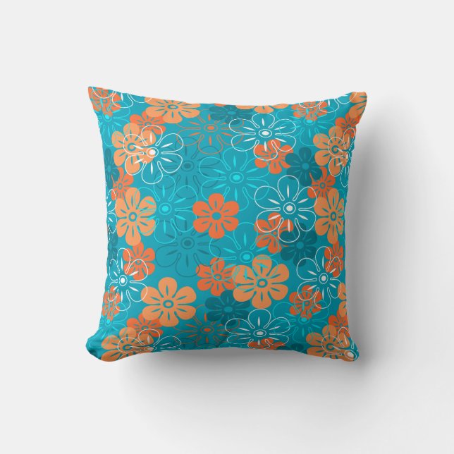 Coussin Fleur Pluie Floral Rétro Hawaïen (Recto)