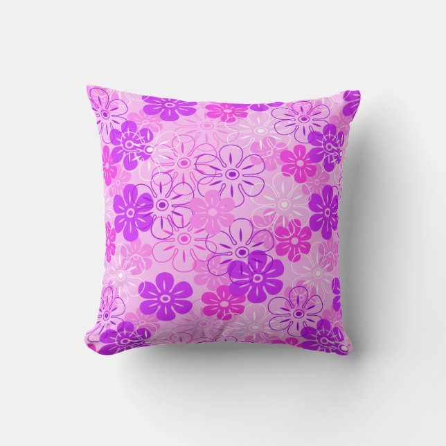 Coussin Fleur Pluie Floral Rétro Hawaïen (Recto)