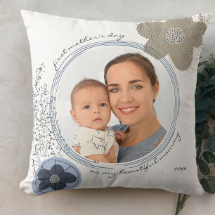 Coussin Fleur Pop Art avec texte modifiable et photo perso