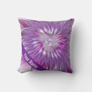 Coussin Fleur Pourpre Rose Passion Abstrait Nom Fractal