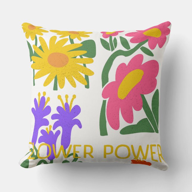 Coussin Fleur Power Rétro Flore Design (Recto)
