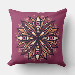 Coussin Fleur psychédélique avec yeux Déplaisants trippant