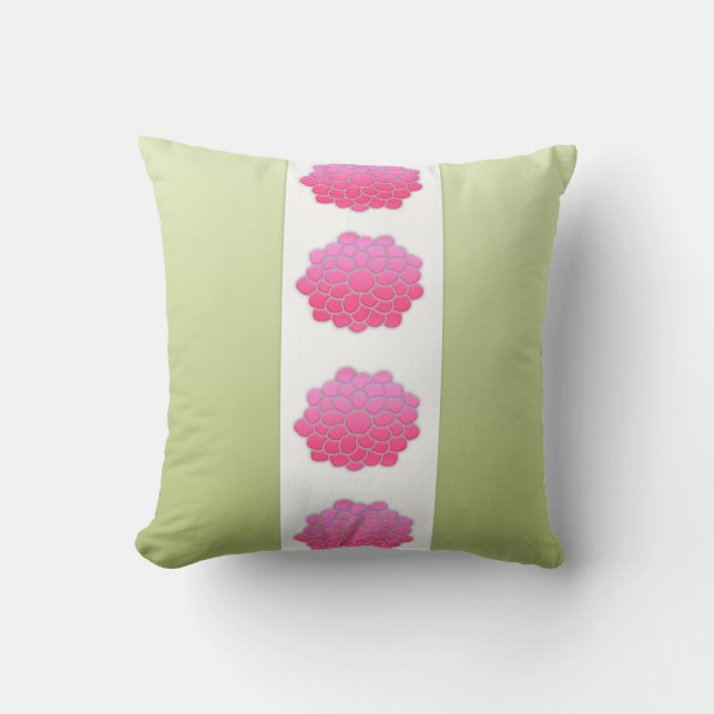 Coussin fleur rayée verte claire (Recto)