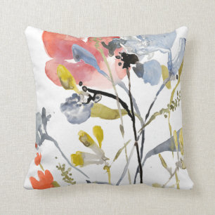 Coussin Fleur recouverte - fleurs de pastel d'aquarelle