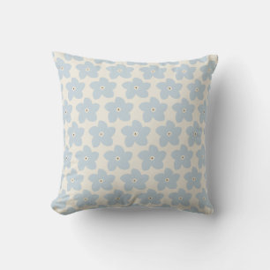 Coussin Fleur Rétro Bleu Clair Et Crème