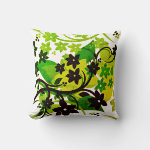 Coussin [Fleur rétro] Conception graphique botanique de 19