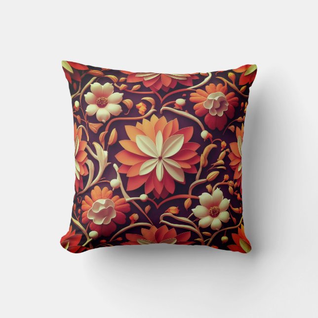 Coussin "Fleur rétro - Motif floral incolore (Recto)