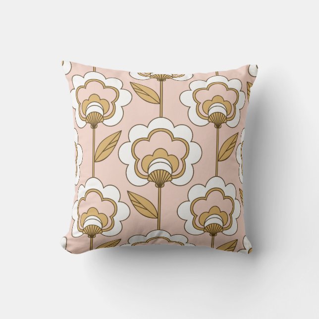 Coussin Fleur rétro : motif vintage sans soudure. (Recto)