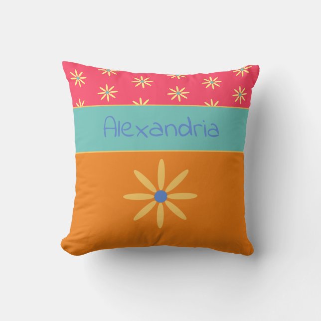 Coussin Fleur rétro personnalisée (Recto)
