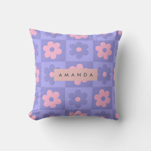 Coussin Fleur Rétro Personnalisée Lavande et Rose