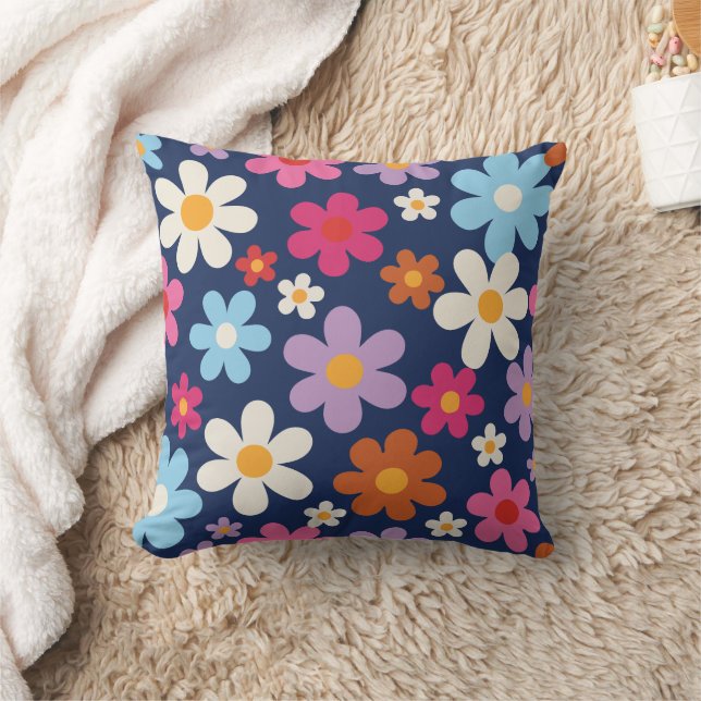 Coussin Fleur Rétro Radieuse en Fleur (Couverture)
