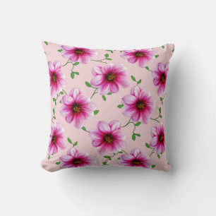 Coussin Fleur rose botanique de dahlia sur toute couleur