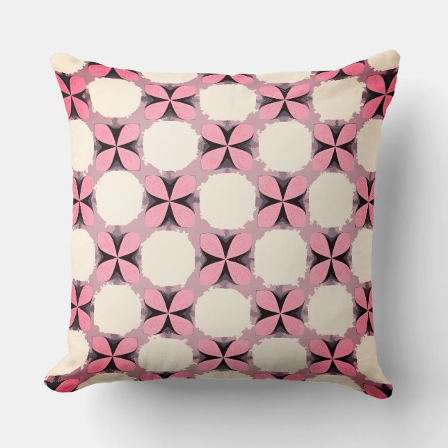 Coussin Fleur rose clair à quatre pétales (Recto)
