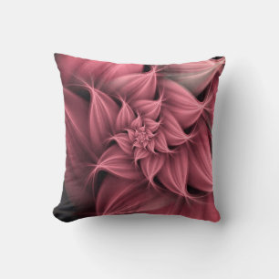 Coussin Fleur rose impressionnant Fractale
