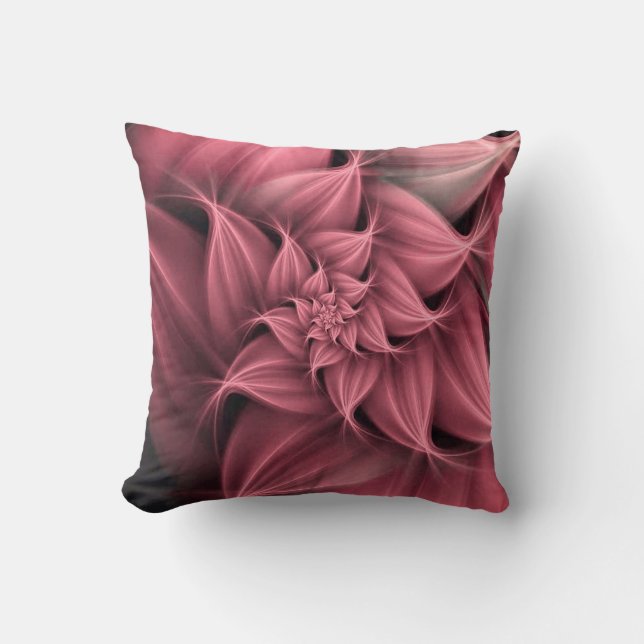 Coussin Fleur rose impressionnant Fractale (Recto)