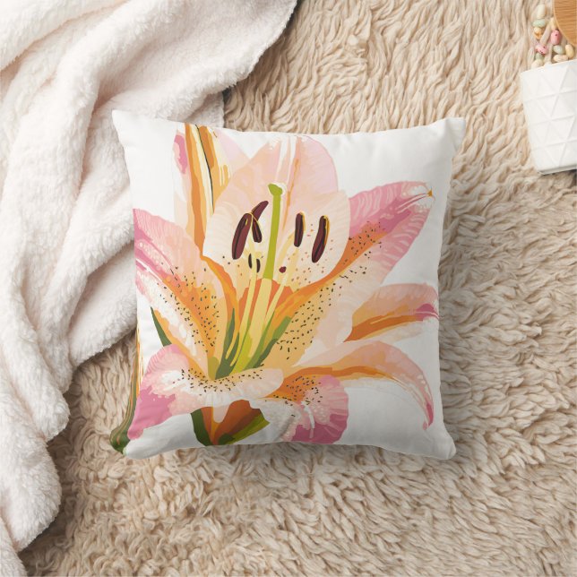 Coussin Fleur rose Lily | Belle peinture (Couverture)
