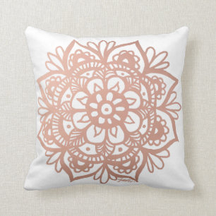 Coussin Fleur rose Mandala rose Gold