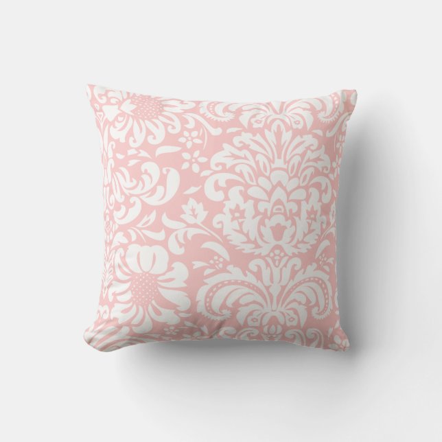 Coussin Fleur rose pâle et blanche Damas (Recto)