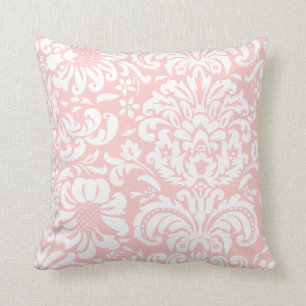 Coussin Fleur rose pâle et blanche Damas