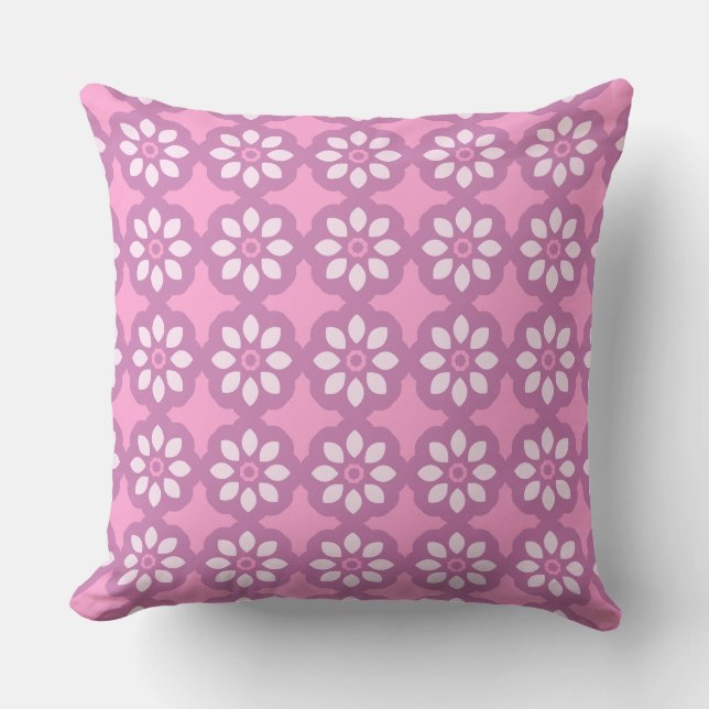 Coussin Fleur Rose Rétro  (Recto)