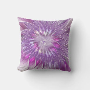 Coussin Fleur Rose Violet Passion Abstrait Art Fractal