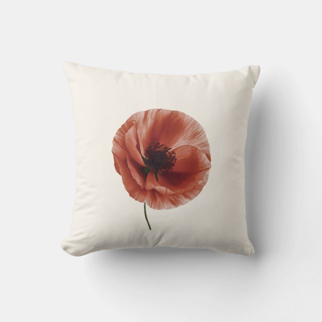 Coussin Fleur Rouge Art Botanique Design (Recto)