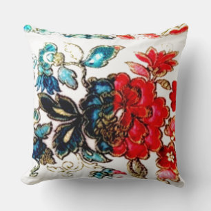 Coussin Fleur Rouge Et Bleu