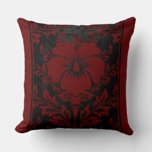 Coussin Fleur rouge et noire élégante