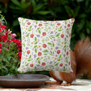 Coussin Fleur rouge et violette