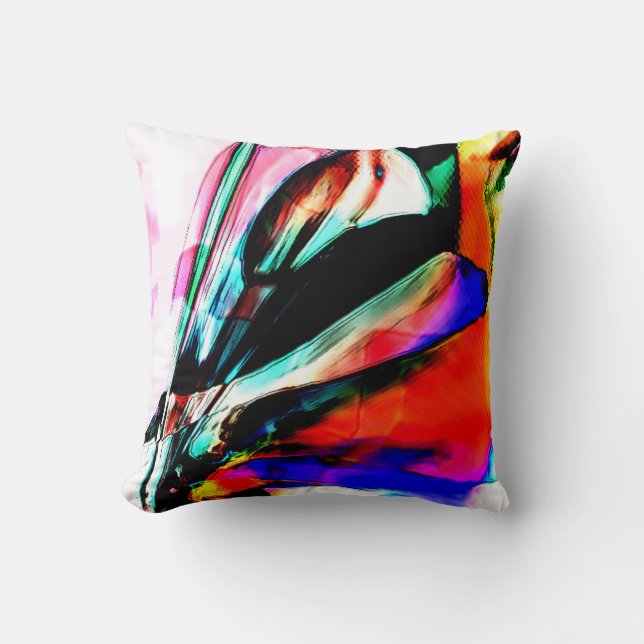 Coussin Fleur rouge, noire, bleu surréaliste (Recto)