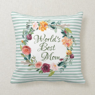 Coussin Fleur rustique de la meilleure maman du monde de