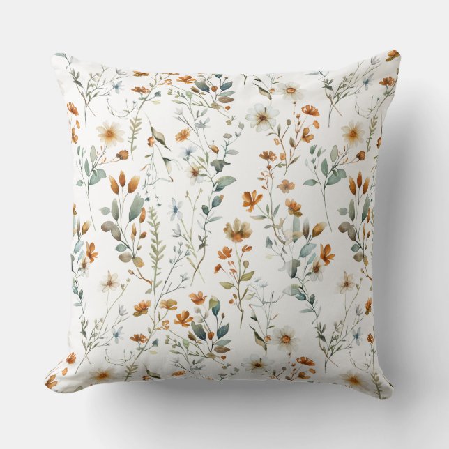 Coussin Fleur sauvage aquarelle (Recto)