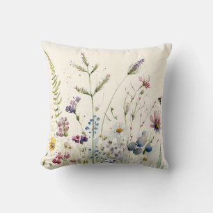 Coussin Fleur sauvage aquarelle